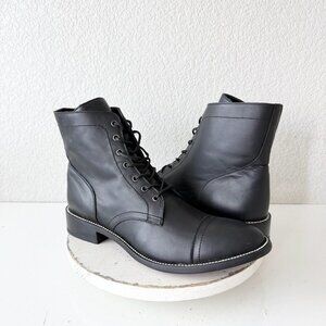 NEW Lane Mens Black Ankle Boots Size 13.5 Lace-up Short Boot Casual Leather Sole